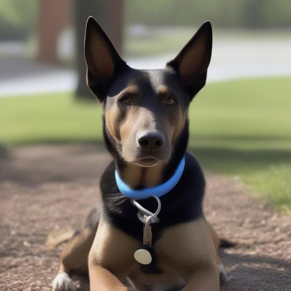 Dog wearing a gentle leader