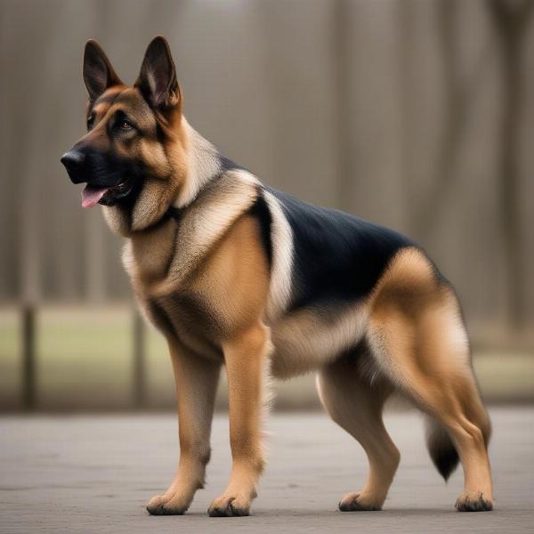 German Shepherd Guard Dog Standing Alert