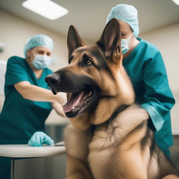 German Shepherd at Vet Checkup