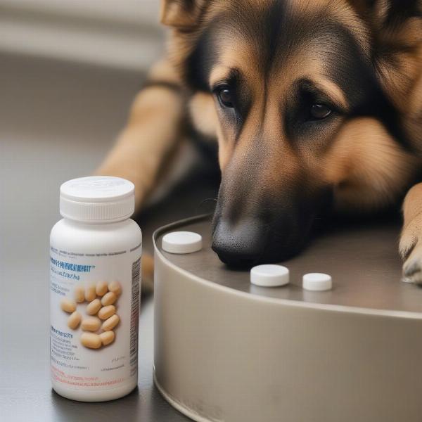 German Shepherd dog with joint supplements