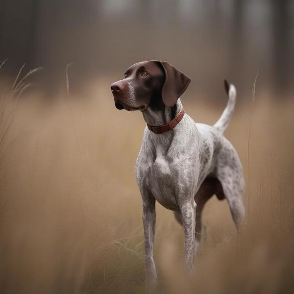 German Shorthaired Pointer Pointing at a Bird