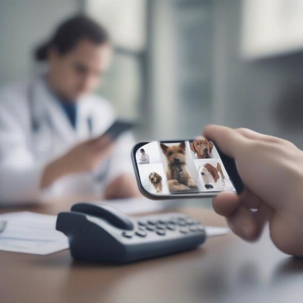 Calling a veterinarian after a dog eats a plastic bag