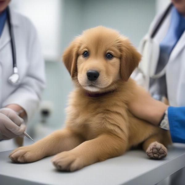 Golden Mountain Dog Puppy Vet Visit