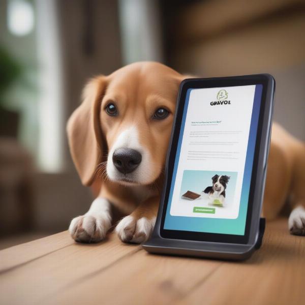 Dog looking at a Gravol tablet