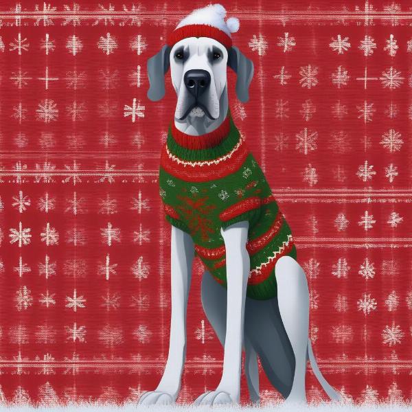 Great Dane wearing a sweater