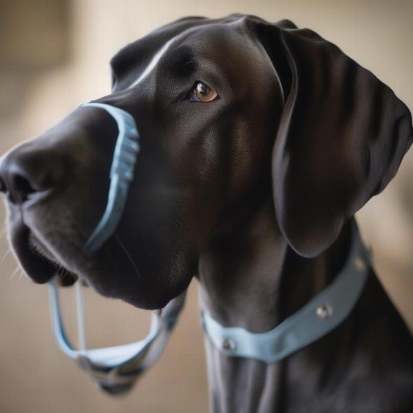 Great Dane Wearing a Muzzle