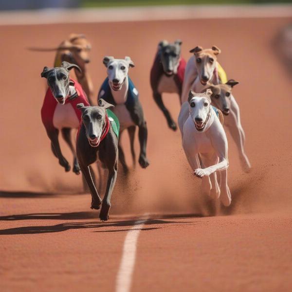 Greyhound racing at a track