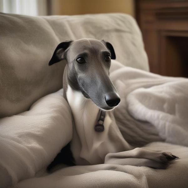 Retired greyhound enjoying life in a loving home