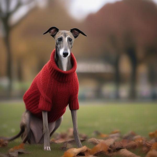 Greyhound in a sweater