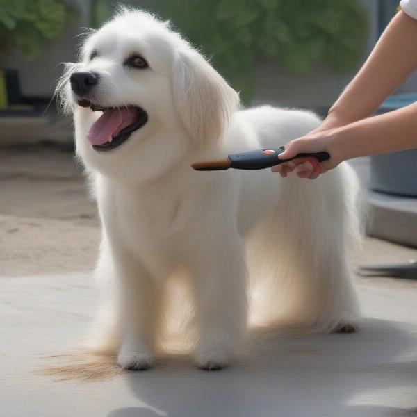 Grooming a White Dog