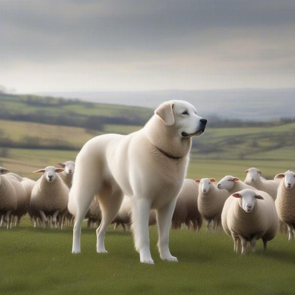 Guardian dog protecting livestock