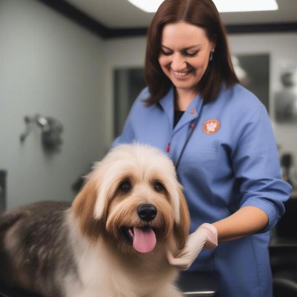 Halifax Dog Groomer Assessing Dog Coat