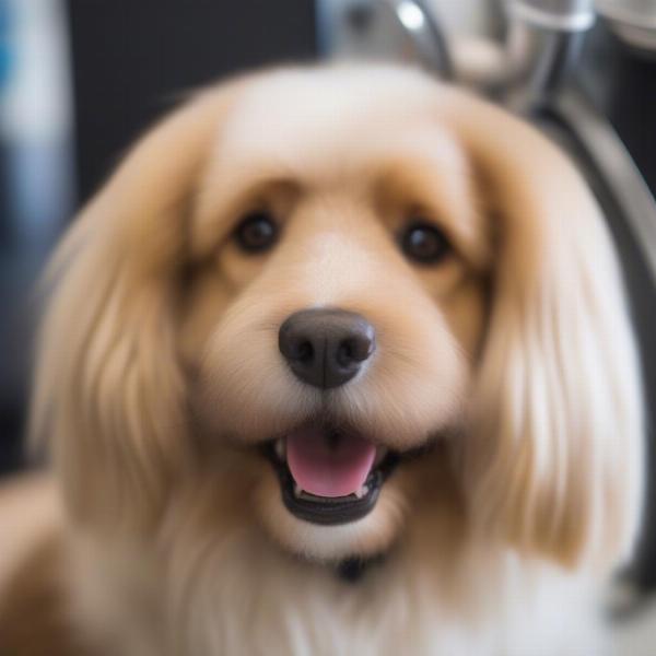 A contented dog after being groomed