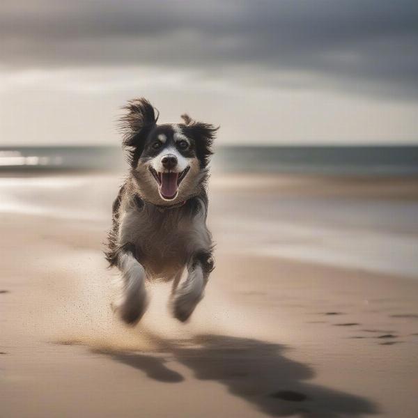 A Happy Dog on Brighton Beach