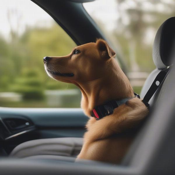 Happy Dog Enjoying Car Ride in Restraint