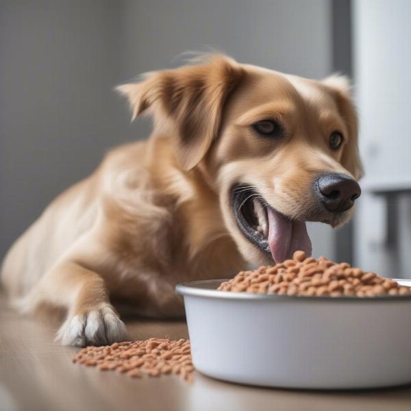 Happy Dog Eating Tails Food