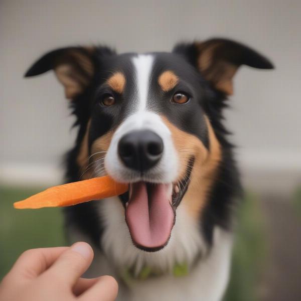 Happy Dog with Healthy Treats