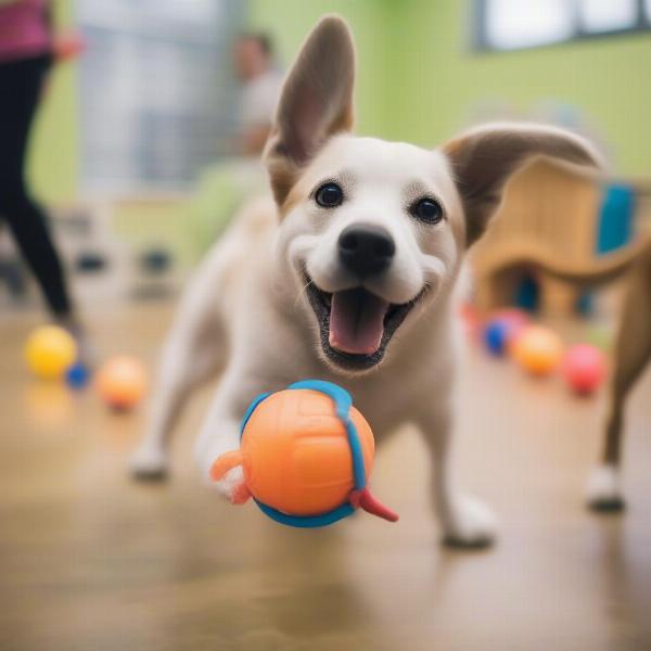 Happy Dog Playing at Toledo Daycare