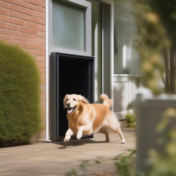 Happy Dog Using Auto Door