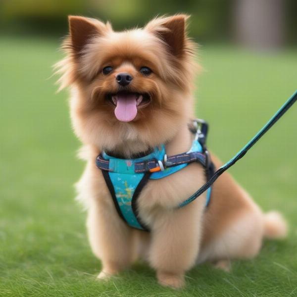 Harness Leash Attached to Small Dog