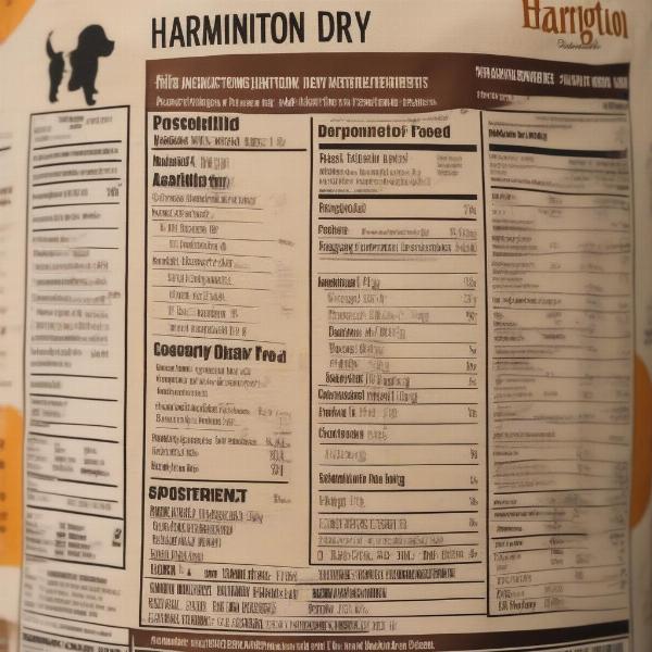 Harrington Dog Food Label