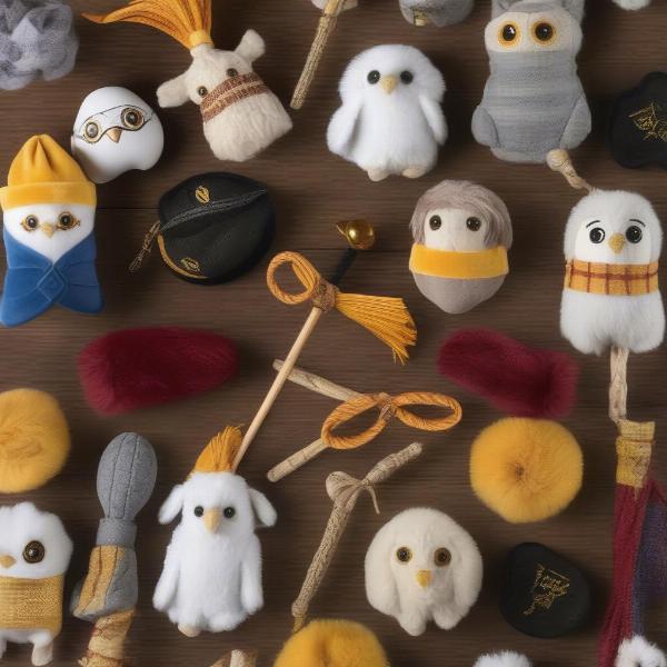 Harry Potter themed dog toys like Golden Snitches, wands, and plush characters.