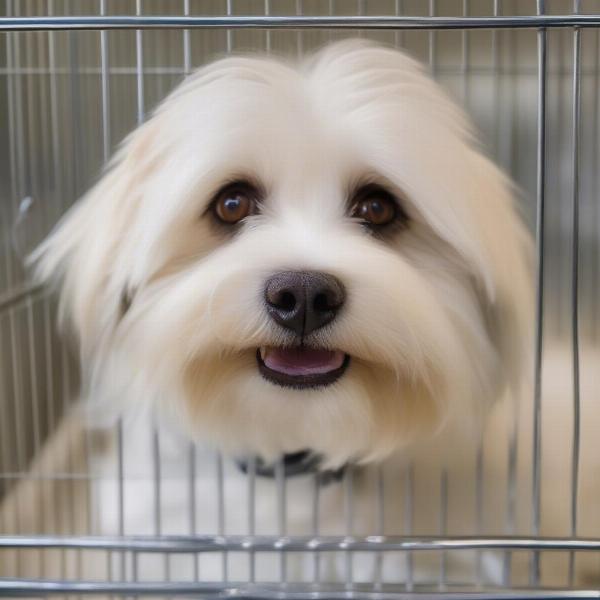 Havanese rescue dog patiently waiting for a forever home