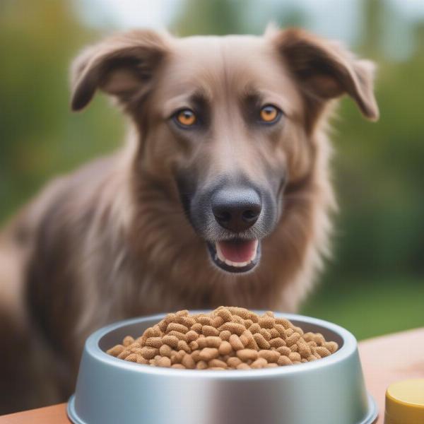 Healthy Dog Eating Non-Meat Food