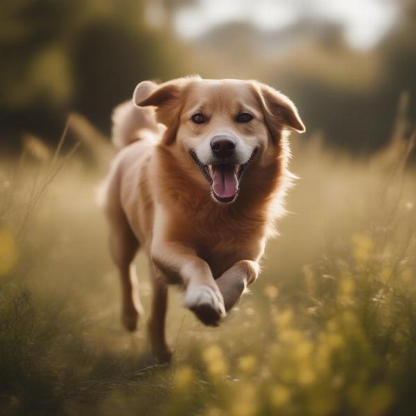 Healthy Dog Playing Outdoors