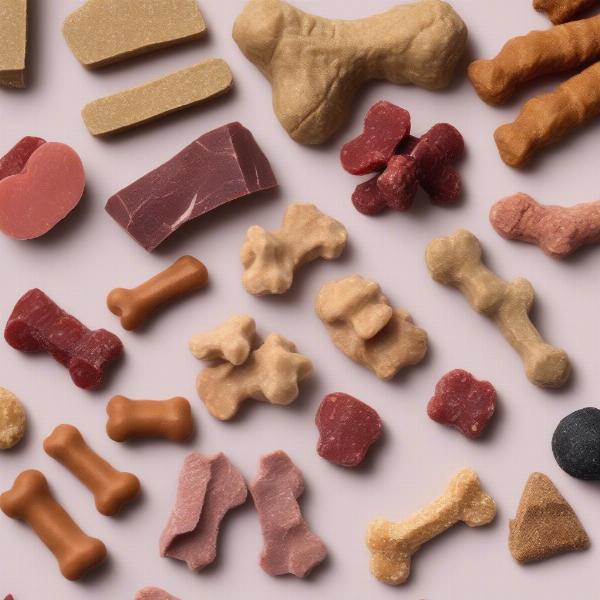 A variety of healthy dog treats