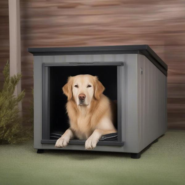 Heated dog house for outdoor use