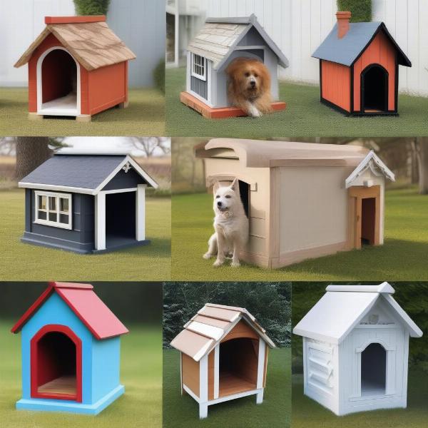 Various styles of heritage dog boxes showcasing different designs and sizes.