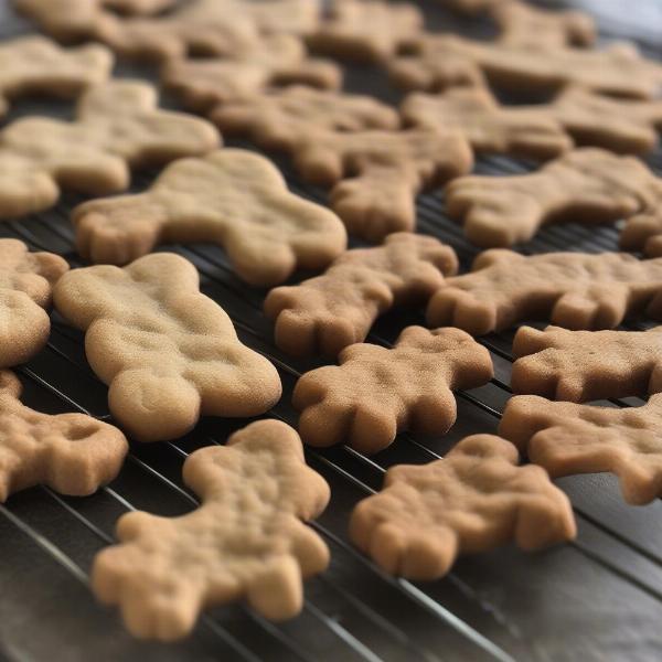 Homemade all natural dog treats cooling on a rack