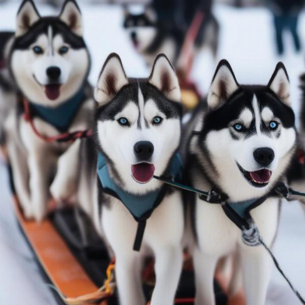 Husky Dog Sledding Team