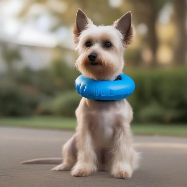 Inflatable collar for a dog after surgery