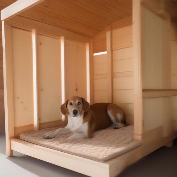 Insulated Wooden Dog Kennel Interior