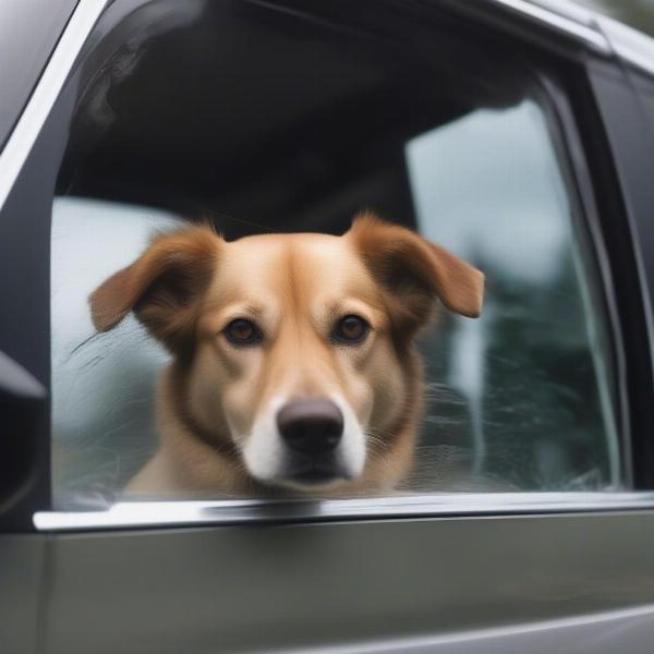 Intact auto glass ensures dog safety during car rides.