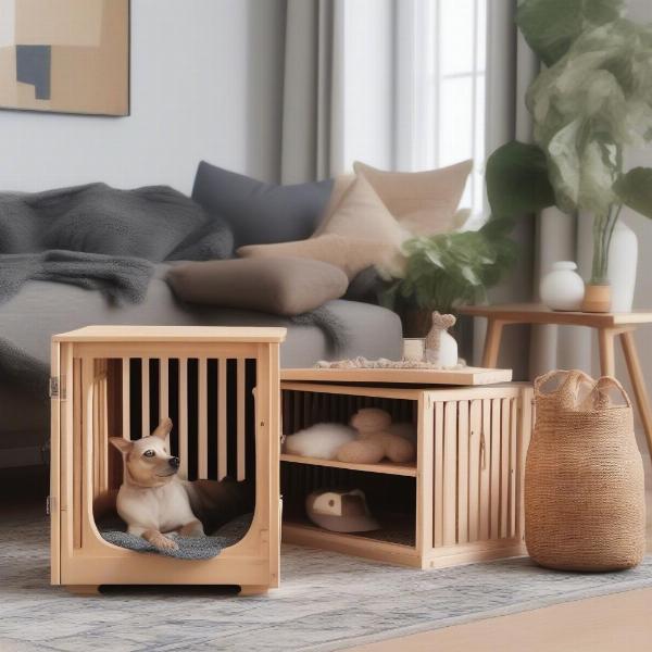 Integrating a Wooden Dog Crate into Home Decor