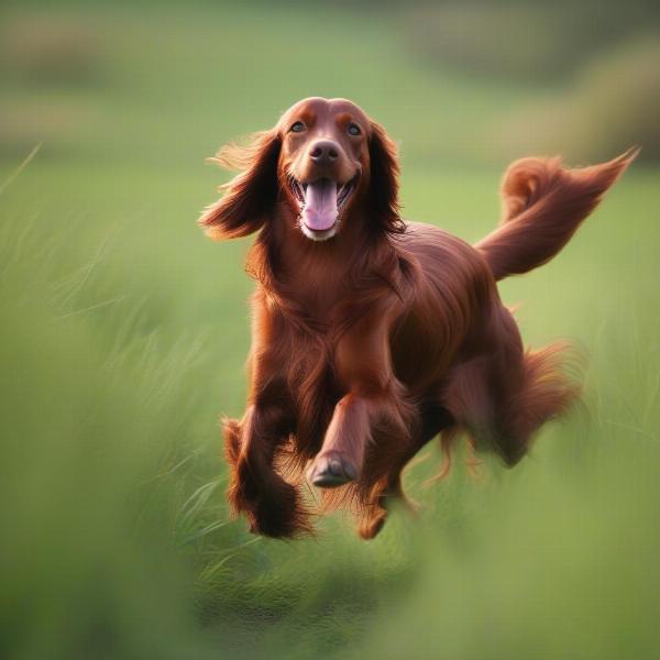 Irish Setter running in a field