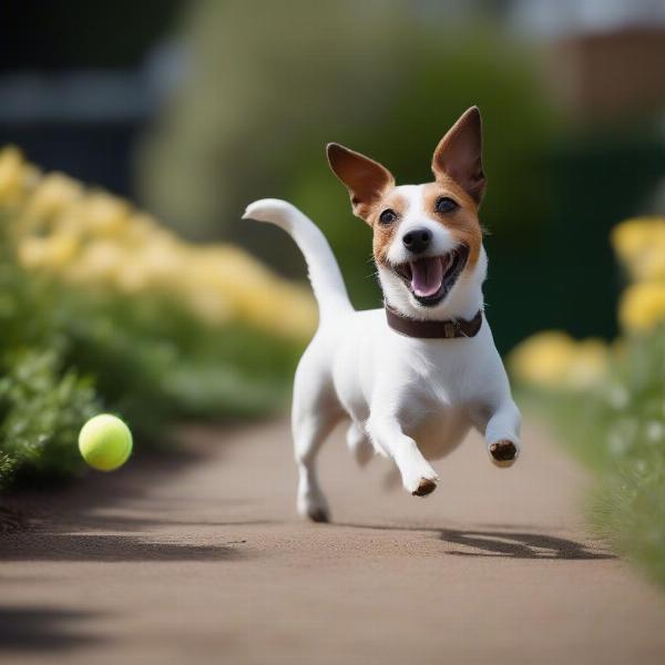 Jack Russell Terrier playing in a foster home