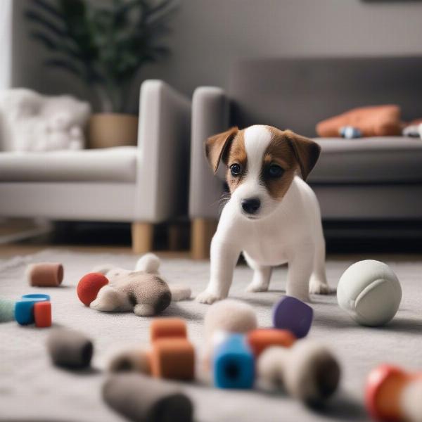 Jack Russell Puppy Exploring New Home