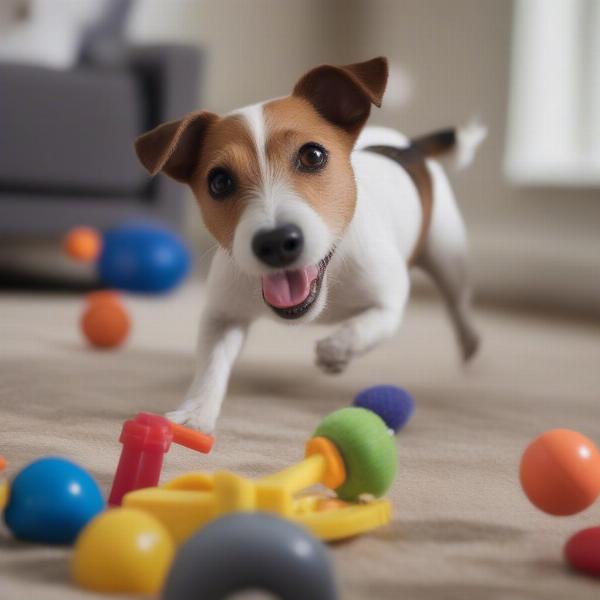 Jack Russell Terrier with Toys