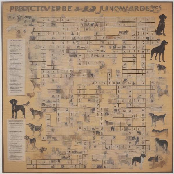 Junkyard dog crossword puzzle with clues related to breeds and temperament.