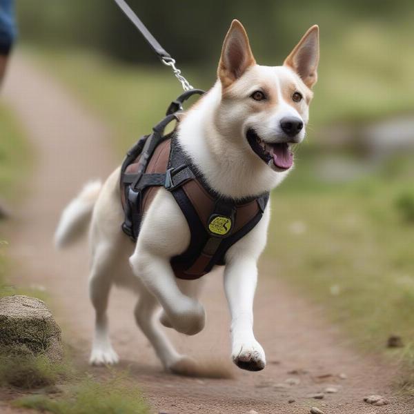 A K9 harness being used during outdoor activities