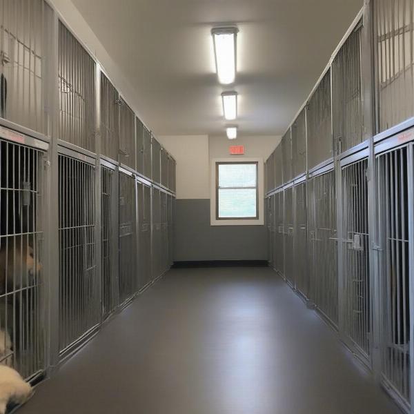 Clean and spacious dog kennels in a Kalispell, MT boarding facility