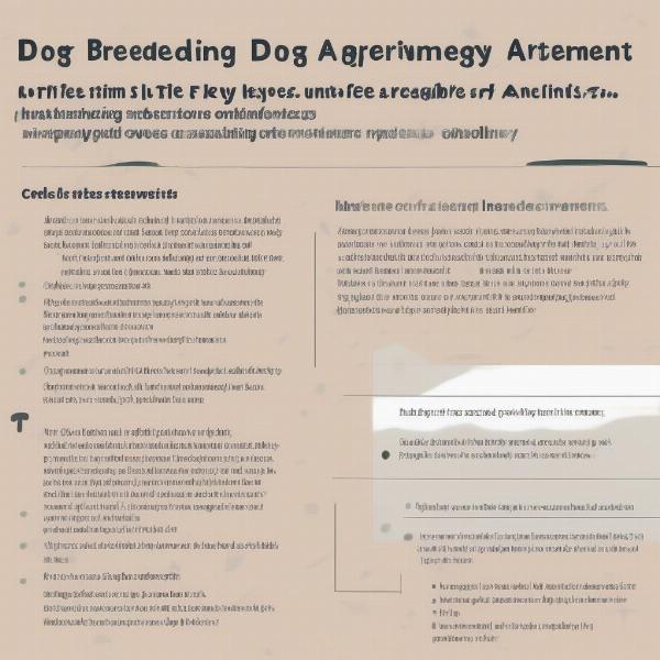 Key elements of a dog breeding agreement displayed on a document.