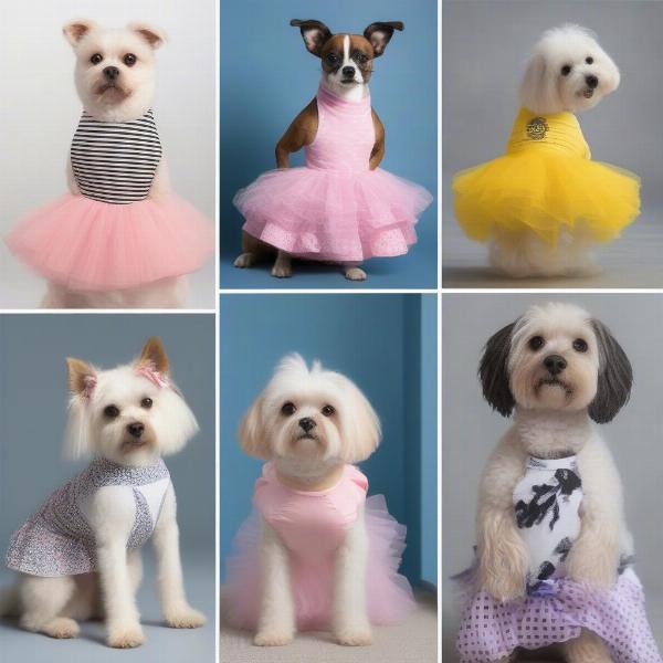 Different styles of dog dresses