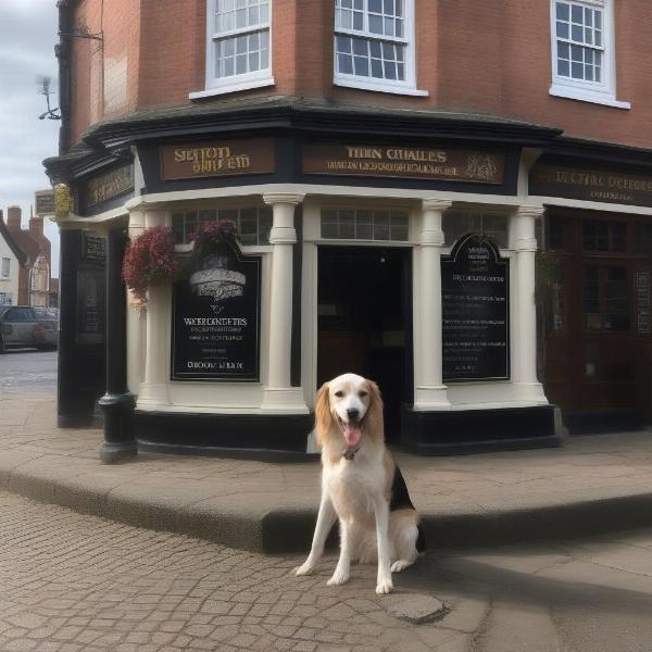 King Charles II pub with a dog in Worcester