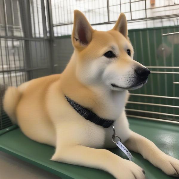 Korean Jindo Dog awaiting adoption at a rescue center