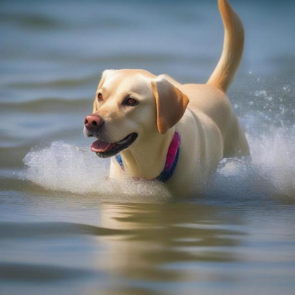 Labrador Retriever Playing Fetch in the Water